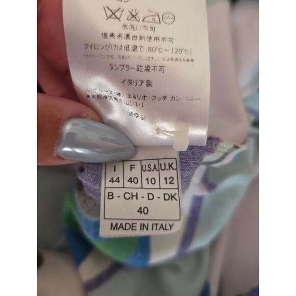 Emilio Pucci Purple Multicolor Signature Print long-sleeved dress 10 sz - Picture 7 of 16